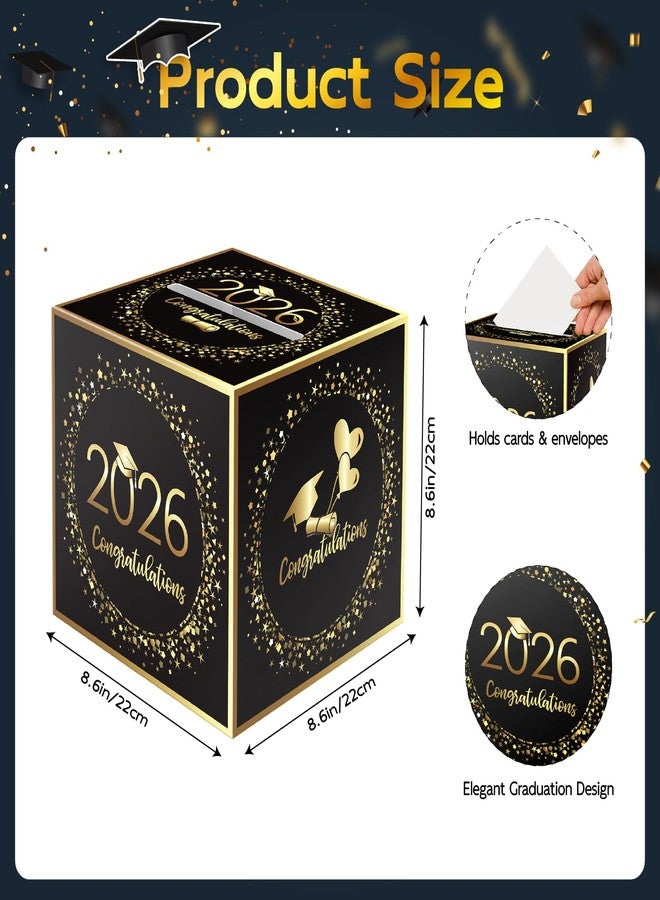 Linelglobal 2026 Graduation Card Box Holder, Foldable Grad Congrat Decoration Box for Boys Girls Men Women Graduation Party Celebration Black - Image 2