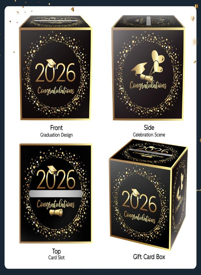 Linelglobal 2026 Graduation Card Box Holder, Foldable Grad Congrat Decoration Box for Boys Girls Men Women Graduation Party Celebration Black - Image 3