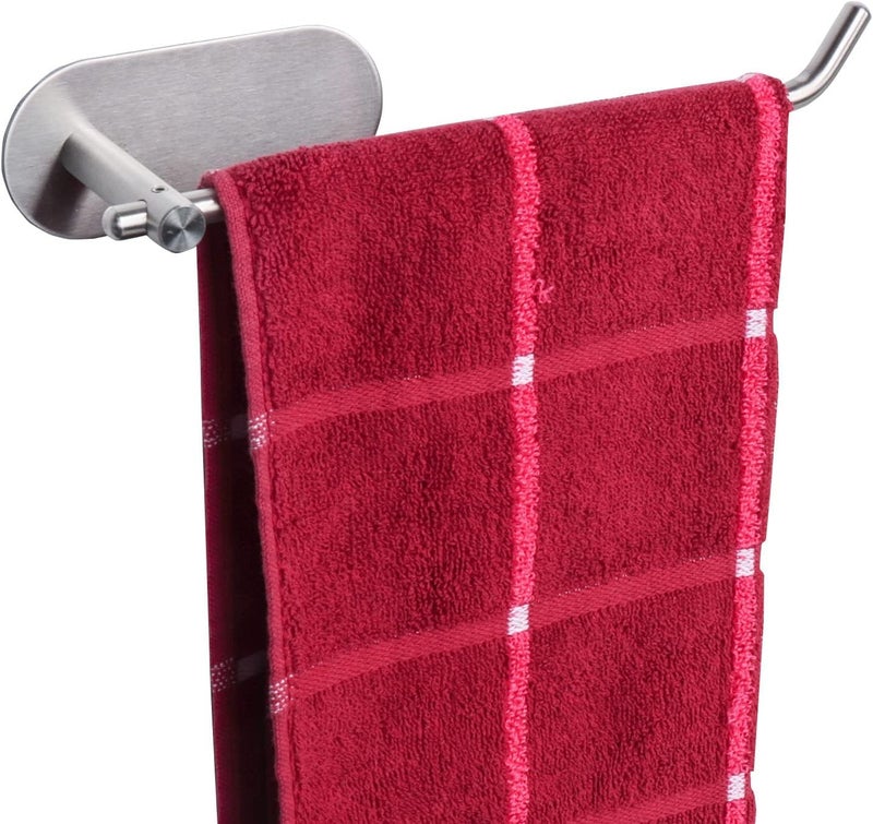 ACHRO-Self Adhesive and Wall Mount Napkin Holder Stainless Steel Napkin Towel Hanger for Washbasin, Kitchen Sink, Basin Towel Anti Rust Strong Sticker Towel Holder for Bathroom (Nickel Satin) - Image 1