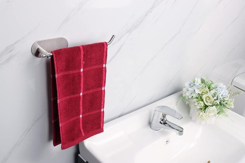ACHRO-Self Adhesive and Wall Mount Napkin Holder Stainless Steel Napkin Towel Hanger for Washbasin, Kitchen Sink, Basin Towel Anti Rust Strong Sticker Towel Holder for Bathroom (Nickel Satin) - Image 2