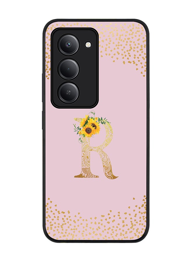 Stylizedd For Xiaomi Redmi 15 5G Case,Slim fit Camera Protection, Shockproof Thin Phone cover  - Custom Floral Monogram - R  (Pink ) - Image 1