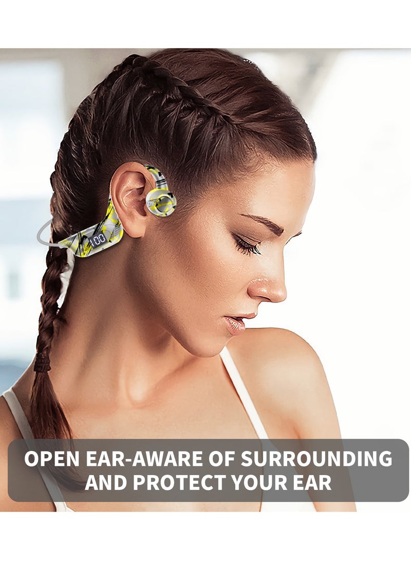 Tuya bone conduction wireless Bluetooth headset card plug-in digital display ear-hook wireless headset - Image 5