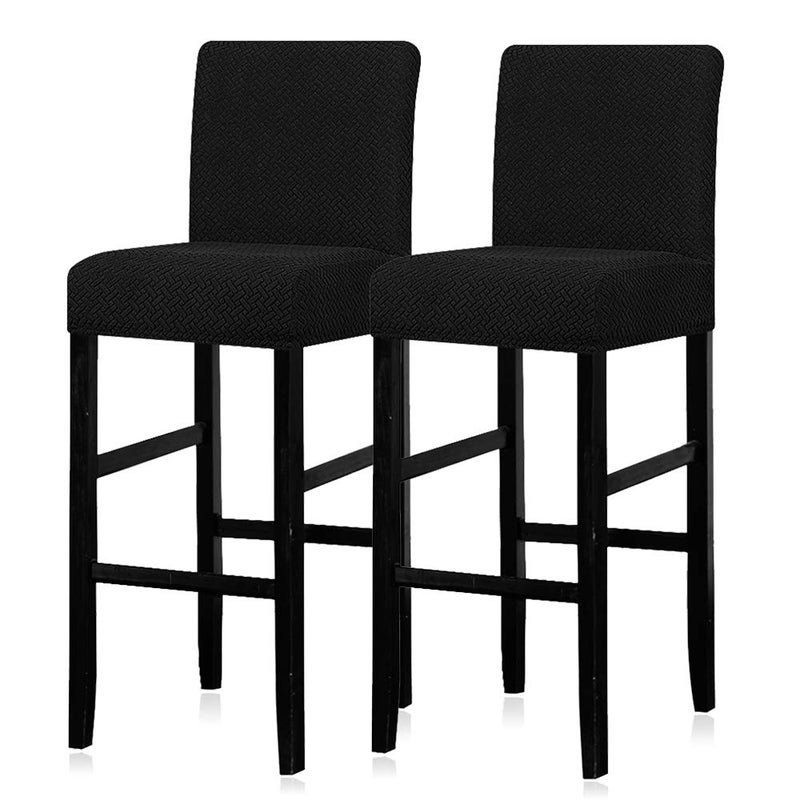 Lellen Reusable Pub Counter Stool Chair Covers Slipcover Stretch Removable Washable Dining Room Chair Covers Set of 2 2786Black