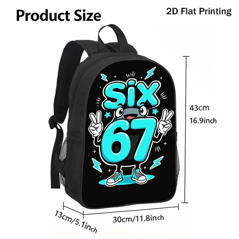 Fashion Cartoon Six 67 Mascot Backpack Durable Large Capacity 2D Flat Print for weekend travel fun party for Unisex - Image 3