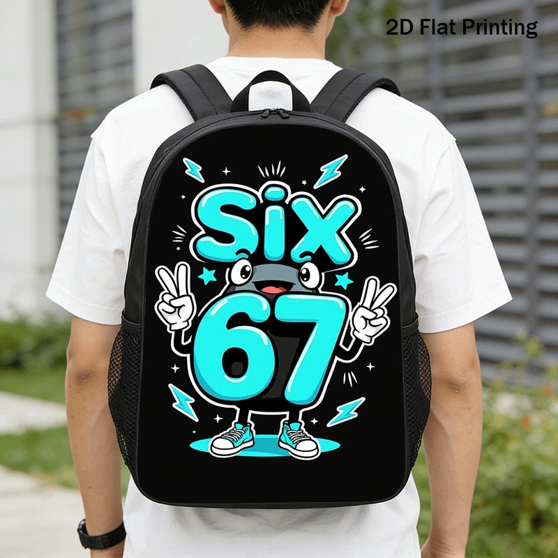 Fashion Cartoon Six 67 Mascot Backpack Durable Large Capacity 2D Flat Print for weekend travel fun party for Unisex - Image 1
