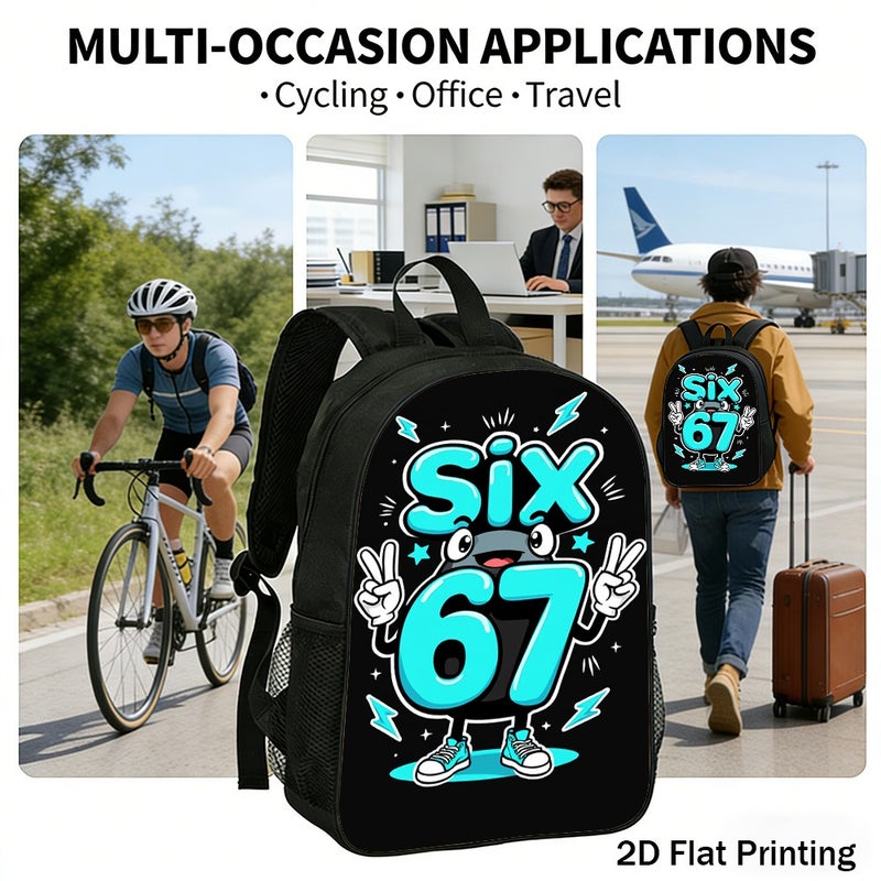 Fashion Cartoon Six 67 Mascot Backpack Durable Large Capacity 2D Flat Print for weekend travel fun party for Unisex - Image 5
