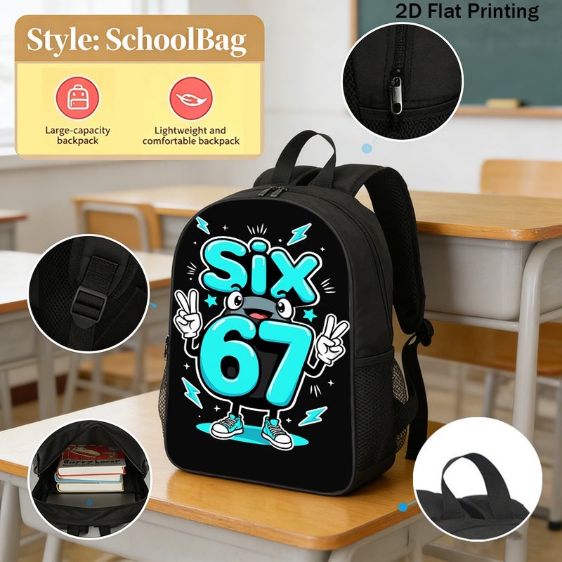 Fashion Cartoon Six 67 Mascot Backpack Durable Large Capacity 2D Flat Print for weekend travel fun party for Unisex - Image 2