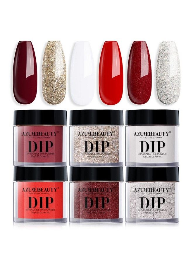 AZUREBEAUTY Dip Powder Nail Set Red Burgundy Rose Apple Berry Sparkle Snow White Silver Glitter Valentine  - Image 2