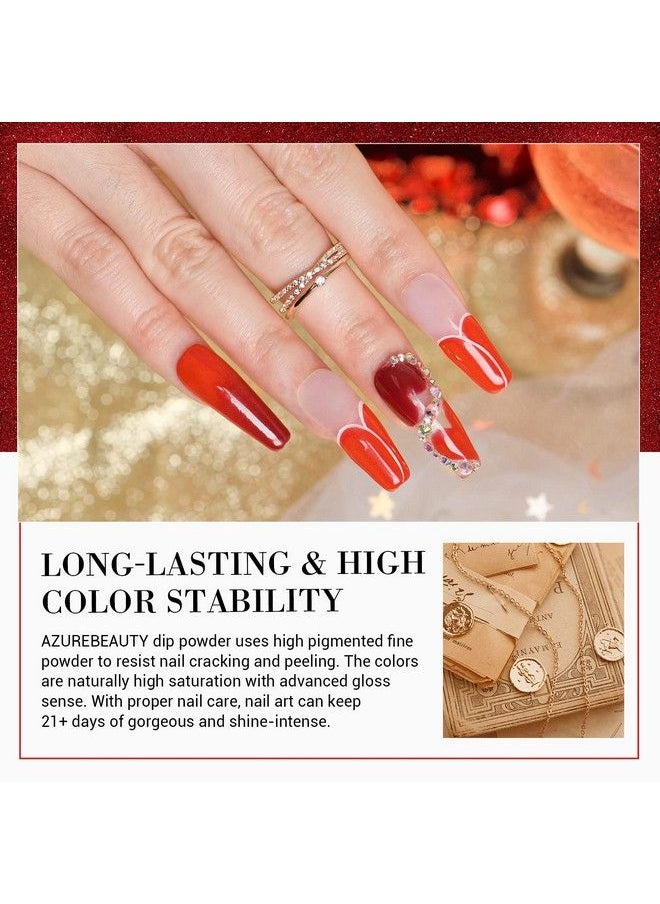 AZUREBEAUTY Dip Powder Nail Set Red Burgundy Rose Apple Berry Sparkle Snow White Silver Glitter Valentine  - Image 4