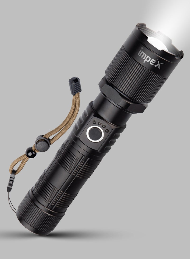 Impex Rechargeable Flashlight Hunter Z1 Plus | 15W Laser LED | Aircraft Non-Corrosive Aluminum Body | 2000mAh Li-ion Battery | 2 Modes (100% & 50%) | Focus Adjustable Head | Type C | 1000 Meters Range - Image 2