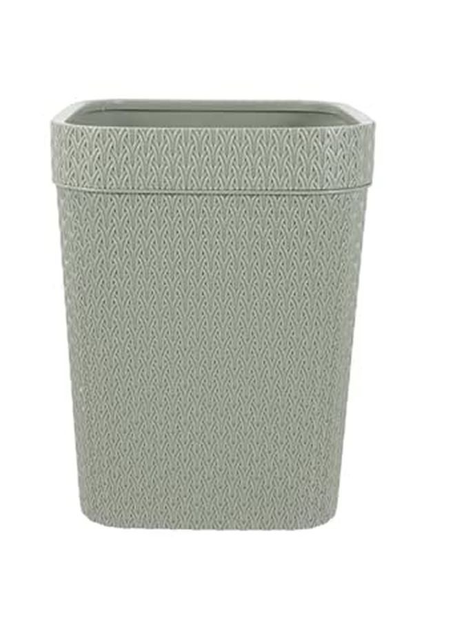 Green Woven Kitchen Garbage Can Retro Style Waste Basket No Lid Compact Home Storage - Image 1
