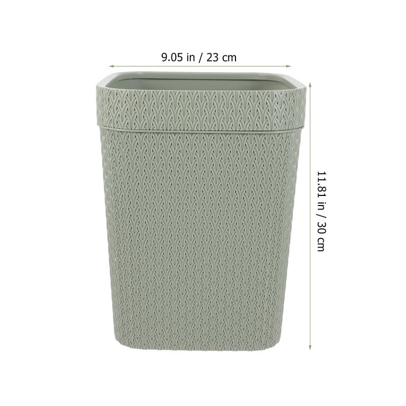 Green Woven Kitchen Garbage Can Retro Style Waste Basket No Lid Compact Home Storage - Image 3