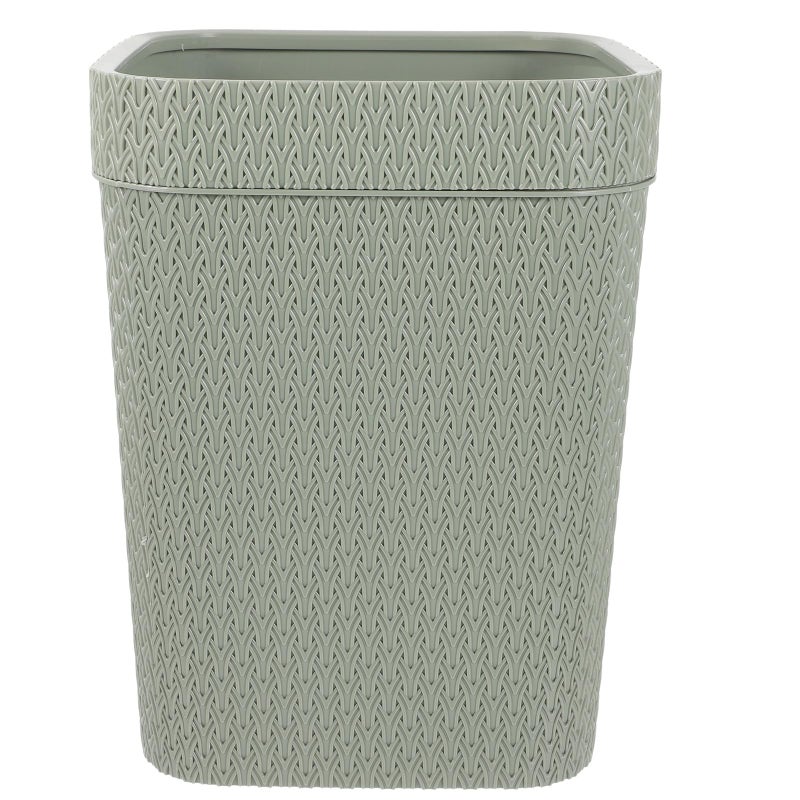 Green Woven Kitchen Garbage Can Retro Style Waste Basket No Lid Compact Home Storage - Image 2