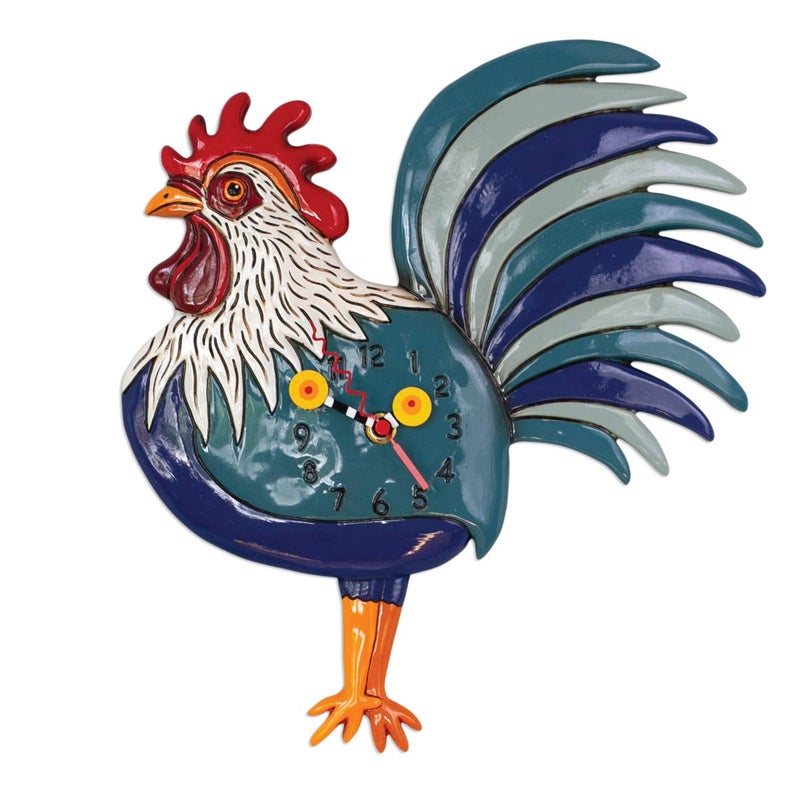 Allen Designs P1995 Swinging Pendulum Rooster Design Clock Rise N Shine 12 inches x 135 inches