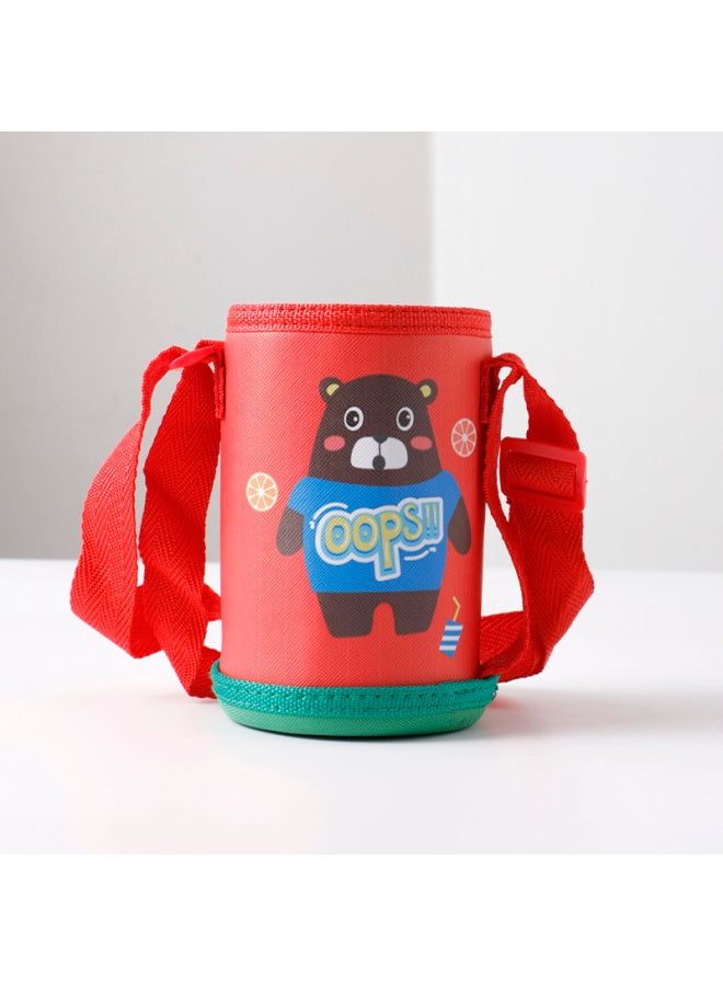 Children's Thermos Cup Cover Universal Thickened Cup Cover Crossbody Portable Rope Anti-fall Protective Cover Insulation Kettle Bag-Color:Thickened And Wear-resistant-red Bear-Capacity:Default Items - Image 1