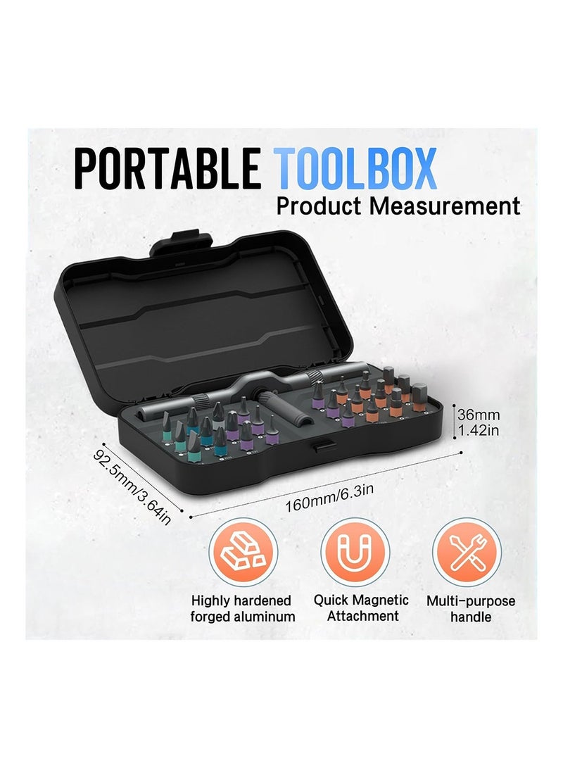 MVAQKLM  24 in 1 Magnetic Screwdriver Set, Multi Ratchet Screwdriver DIY Tool Wrench S2 Magnetic Bits, Detachable T Ratchet Handle - Image 4