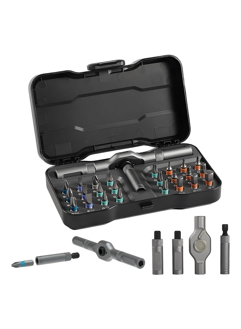 MVAQKLM  24 in 1 Magnetic Screwdriver Set, Multi Ratchet Screwdriver DIY Tool Wrench S2 Magnetic Bits, Detachable T Ratchet Handle - Image 1