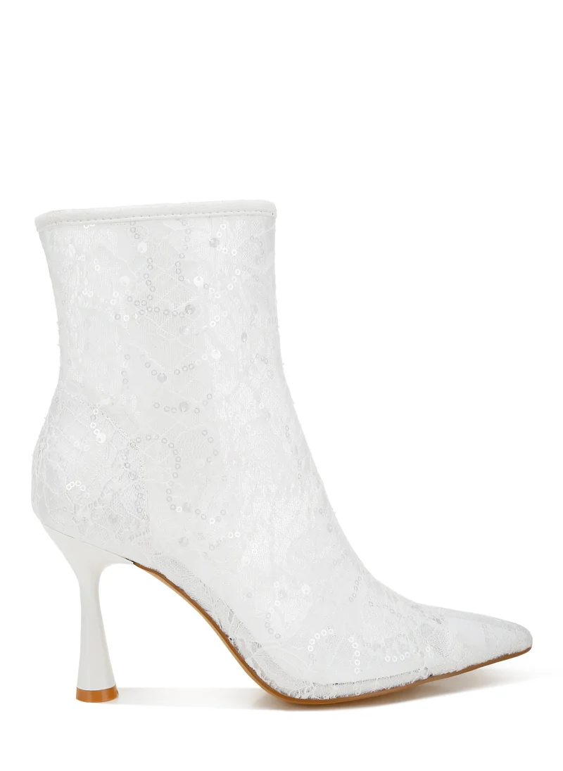 London Rag Sequin Lace Boots in White