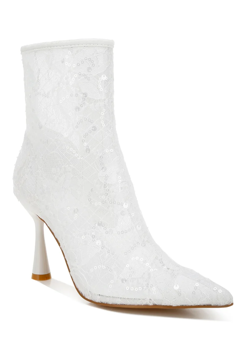 London Rag Sequin Lace Boots in White