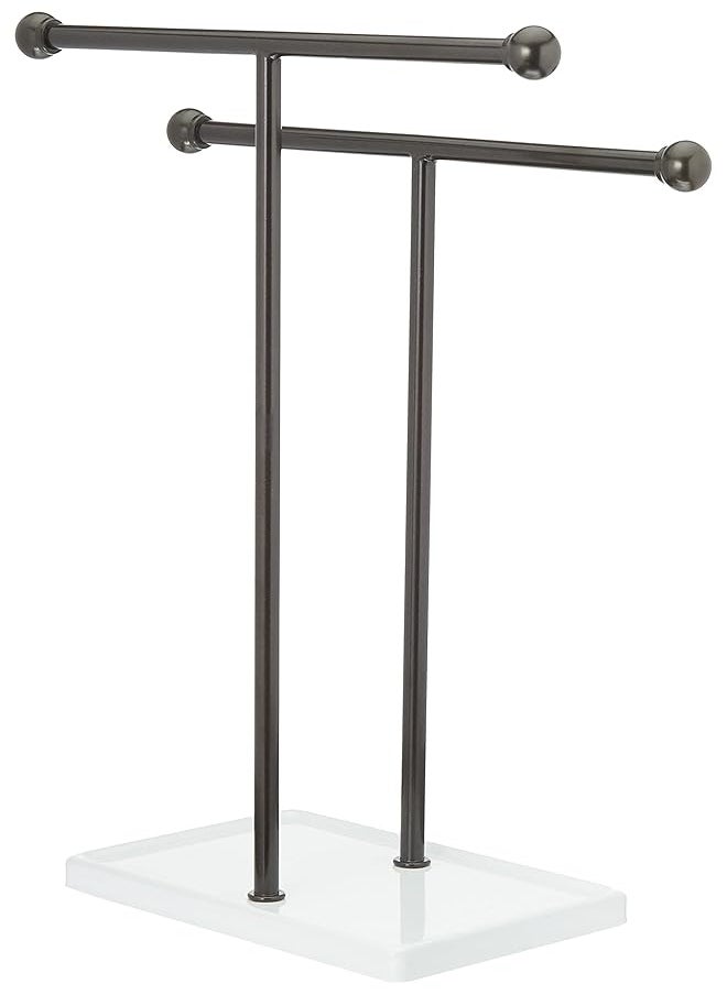 erorex Double T Hand Towel Holder And Accessories Jewelry Stand Bronze White  - Image 2