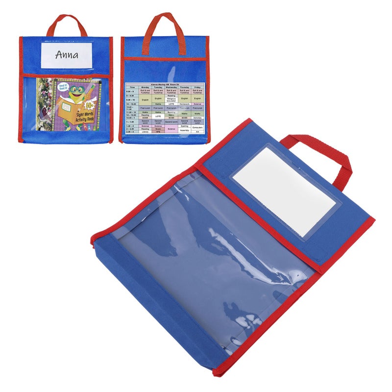 Kid Book Pouch Portable Classroom Clear Pocket Reading Book Bag with Stitched On Handle for Homework - Image 2