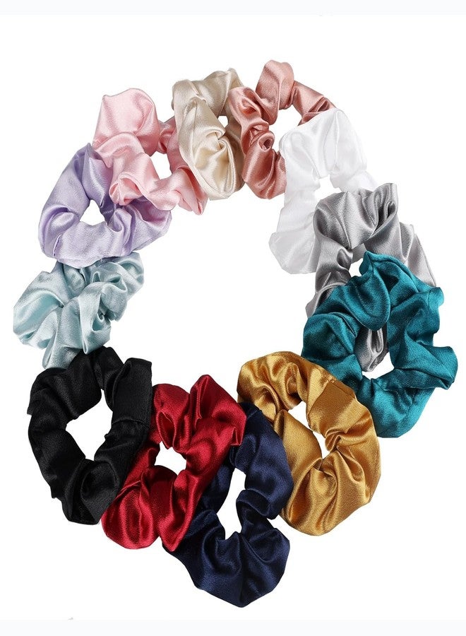 AUTOWRAP 12 Pieces Small Satin Hair Scrunchies Silk Hair Ties, Satin Elastic Hair Bands, Elastics Ponytail Holders for Women Girls Hair Accessories Gift - Image 1