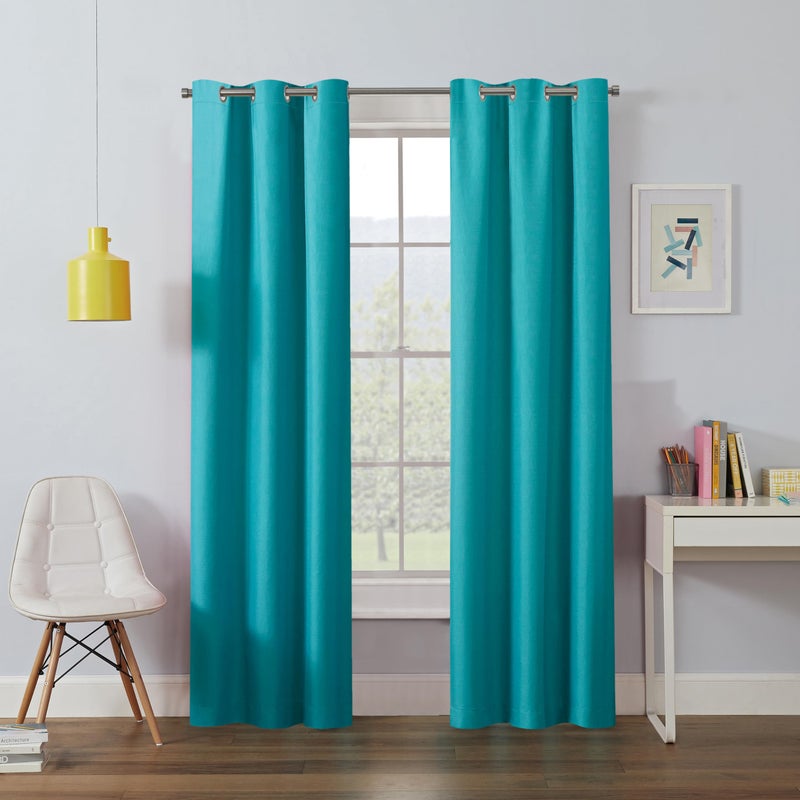 Eclipse Kendall Blackout Curtain  Thermal Insulated Grommet Window Panel  Noise Reducing Curtains for Bedroom  Living Room or Nursery  (1 Panel)  84 in Long x 42 in Wide  Turquoise - Image 1