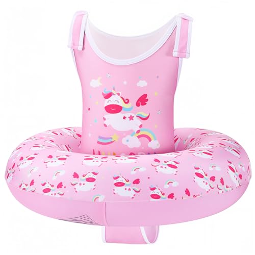 HeySplash Toddler Swim Vest for Age 36 Swim Trainer Vests with Adjustable Strap fit for Boys Girls 2955lbs Children Swimsuit Floating Tubes Swim Jackets Beginner Learn to Swim Pink Unicorn - Image 1