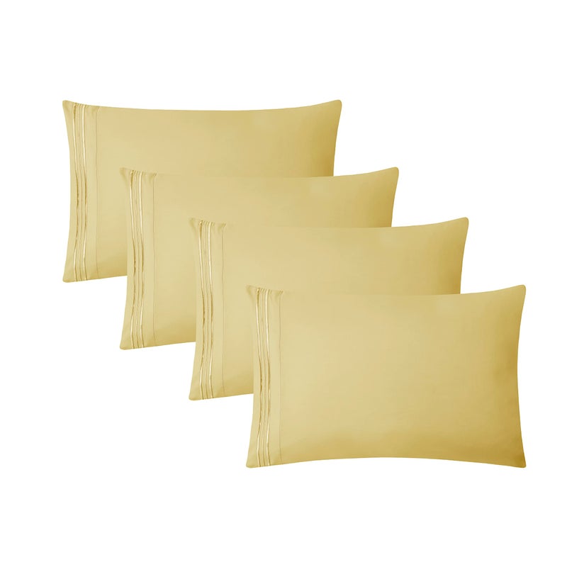 Clara Clark Pillow Cases King - Ultra Soft Pillow Cover, Lightweight Microfiber Pillow Cases Set of 4 - Envelope Closure Pillowcases, Mellow Yellow. - Image 1