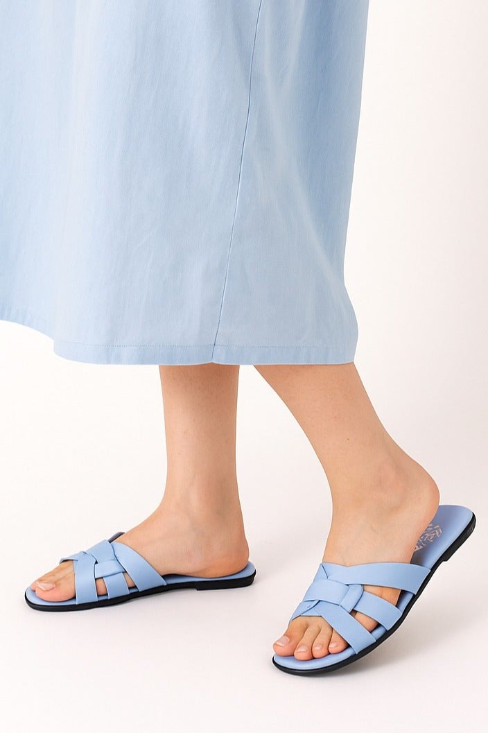 Vbranda Women's Leather Flat Slip-On Slipper SF-67-BABY BLUE - Image 1