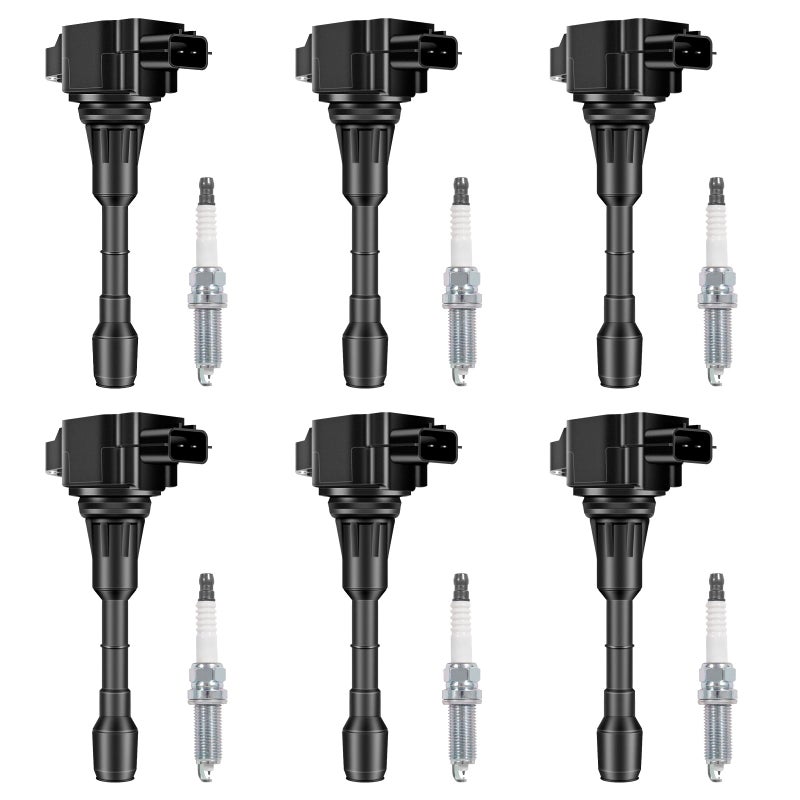 AUTOBABA Set of 6 Ignition Coil Packs and Iridium Spark Plug Compatible with Nissan Infiniti Quest Maxima Pathfinder Murano Altima QX60 FX35 Q50 3.5L V6 Replace# UF550, 22448-JA10C, C1670 - Image 1