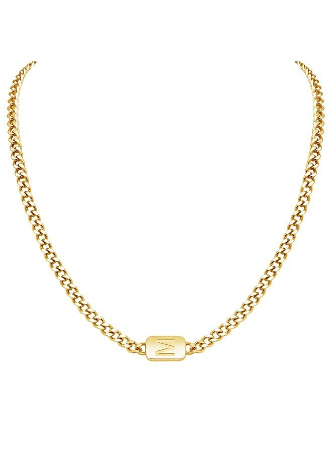 VNOX Silver/Gold/Black Initial Necklace for Men - A-Z Letter Necklaces Cuban Link Chain Pendant Neckless for Mens Womens Valentines Day Christmas Birthday Jewelry Gift, Medium, Gold, No Gemstone - Image 1