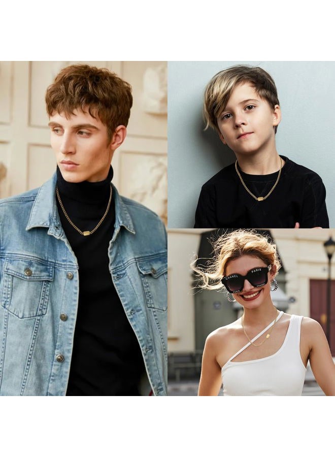 VNOX Silver/Gold/Black Initial Necklace for Men - A-Z Letter Necklaces Cuban Link Chain Pendant Neckless for Mens Womens Valentines Day Christmas Birthday Jewelry Gift, Medium, Gold, No Gemstone - Image 4