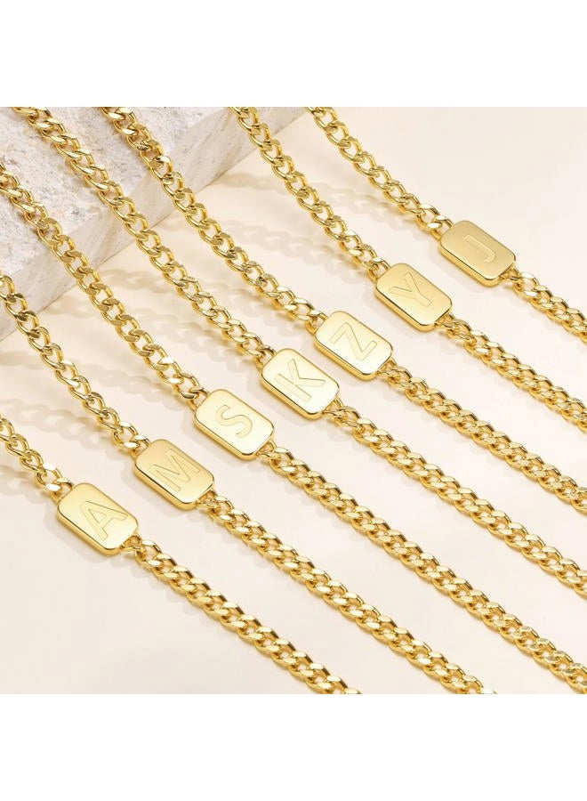 VNOX Silver/Gold/Black Initial Necklace for Men - A-Z Letter Necklaces Cuban Link Chain Pendant Neckless for Mens Womens Valentines Day Christmas Birthday Jewelry Gift, Medium, Gold, No Gemstone - Image 5
