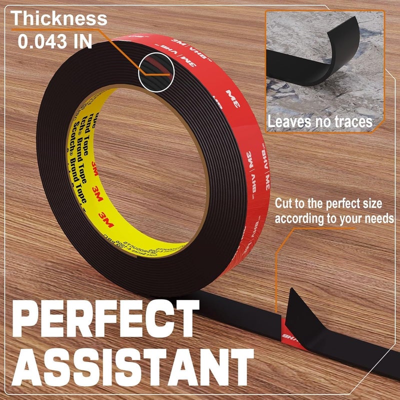 Tapify Double Sided Tape Heavy Duty 1/4 inch * 16.5Fï¼ŒDouble Sided mounting Tape for Walls,vhb Strong Double Sided Tape Heavy Duty for Car, LED Strip Light, Home/Office Decor - Image 3
