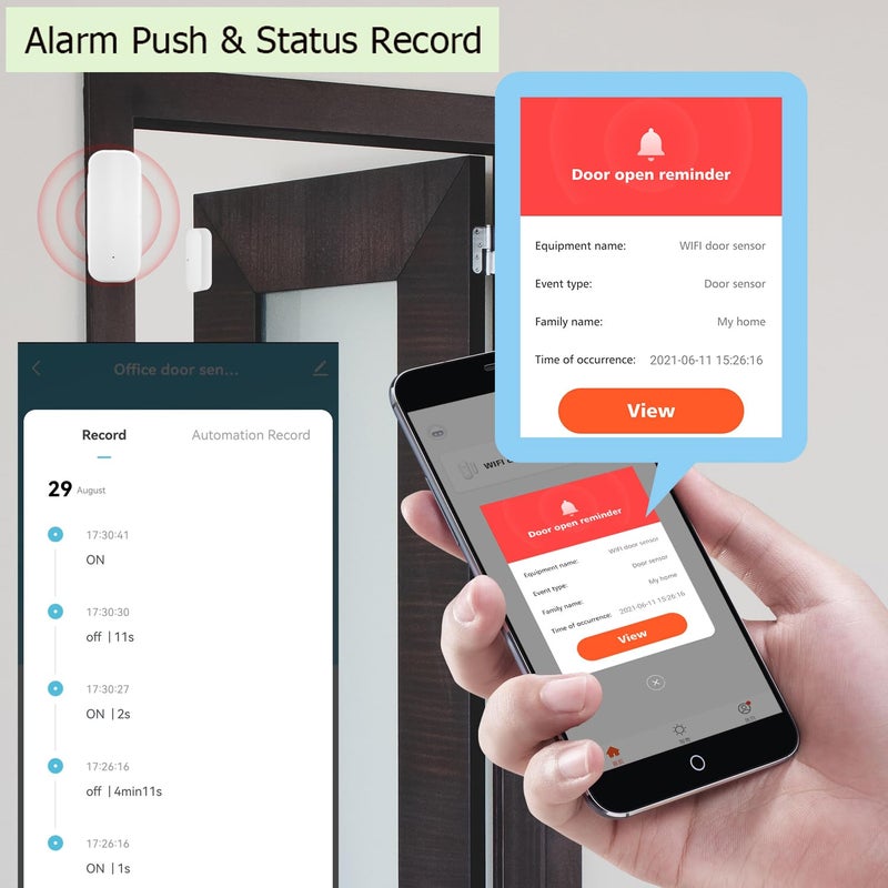 Gaoducash Smart WiFi Door Sensor: Wireless Window Sensor with App Notification Alert, Tuya Door Open Contact Sensor for Home Security, No Hub Required, Compatible with Alexa Google Assistant - Image 5