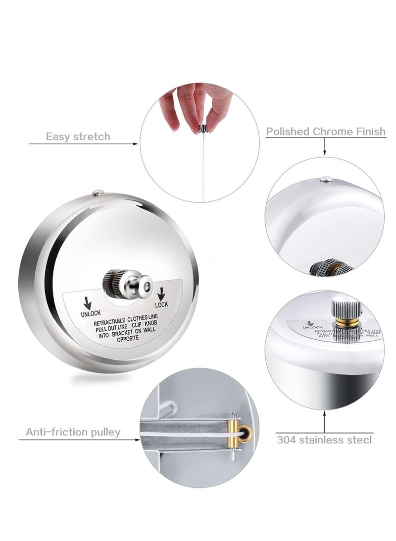 GoodTool Retractable Clothesline Stainless Steel Clothes Drying Rack with Heavy Duty Adjustable Nylon Cord 9.2ft Hanging Dryer for Bathroom Laundry Hotel Indoor and Outdoor - Image 3