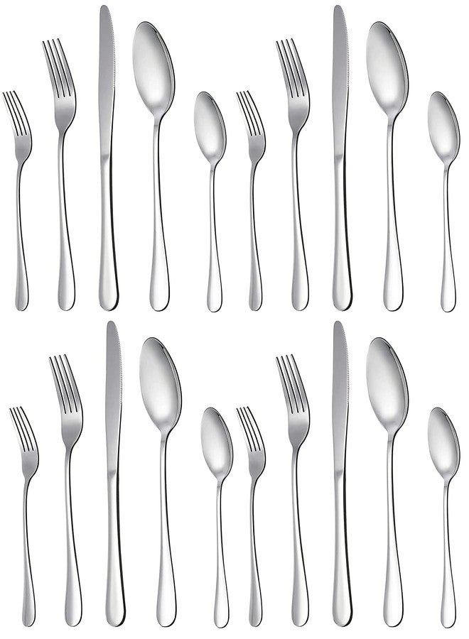 Kolorful Stainless Steel Flatware - Silverware Set Cutlery Set - 18/10 Flatware Set - Silverwear Set - Dinnerware Stainless Steel Flatware Set - Spoons and Forks Set(Silver, Set of 20) - Image 1