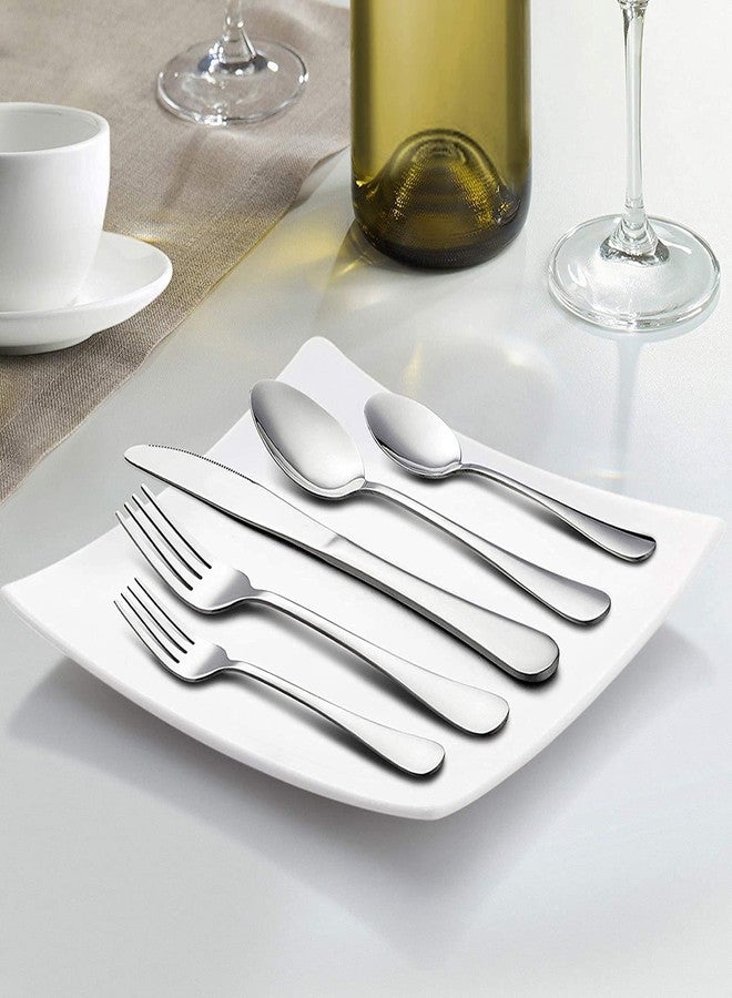 Kolorful Stainless Steel Flatware - Silverware Set Cutlery Set - 18/10 Flatware Set - Silverwear Set - Dinnerware Stainless Steel Flatware Set - Spoons and Forks Set(Silver, Set of 20) - Image 4