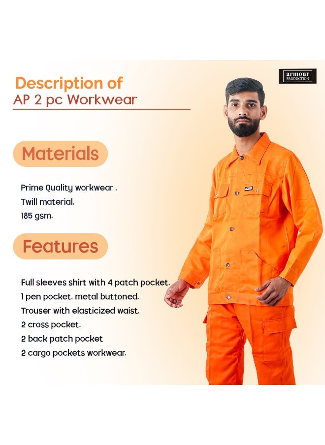 Armour Production - Armour Production Heavy-Duty Protective Workwear Coverall | Full-Body Industrial Safety Suit & Breathable Fabric for Construction, Manufacturing & Hazardous Environments | Orange | Size-3XL - Image 1
