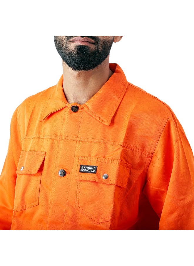 Armour Production - Armour Production Heavy-Duty Protective Workwear Coverall | Full-Body Industrial Safety Suit & Breathable Fabric for Construction, Manufacturing & Hazardous Environments | Orange | Size-3XL - Image 1
