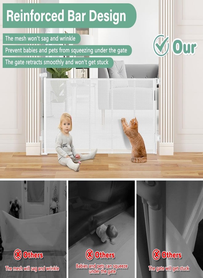 BETERTEK بوابات أطفال قابلة للسحب بطول 26 بوصة معززة لتجاوز عرض 55 بوصة، بوابات أطفال صغيرة قابلة للسحب للخارج، بوابات قصيرة للكلاب قابلة للسحب للأطفال، بوابة سلالم قابلة للسحب للأطفال - Image 4