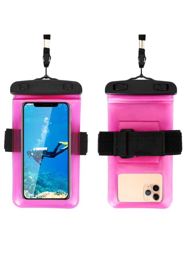 general Mobile Phone Waterproof Bag Touchscreen Swimming Equipment Rider Universal Mobile Phone Bag With Strap Sealed Transparent Diving Case New-Color:Rose Red 【large Size Universal】 - Image 1