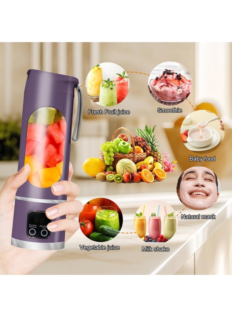 ليون هوم خلاط محمول، عصارة كهربائية، خلاط فواكه، شحن USB، خلاط سموثي صغير، عصارة شخصية، 12 شفرة، 3 أوضاع سرعة مع بطارية قابلة لإعادة الشحن 1500 مللي أمبير/ساعة، خلاط سموثي - Image 4