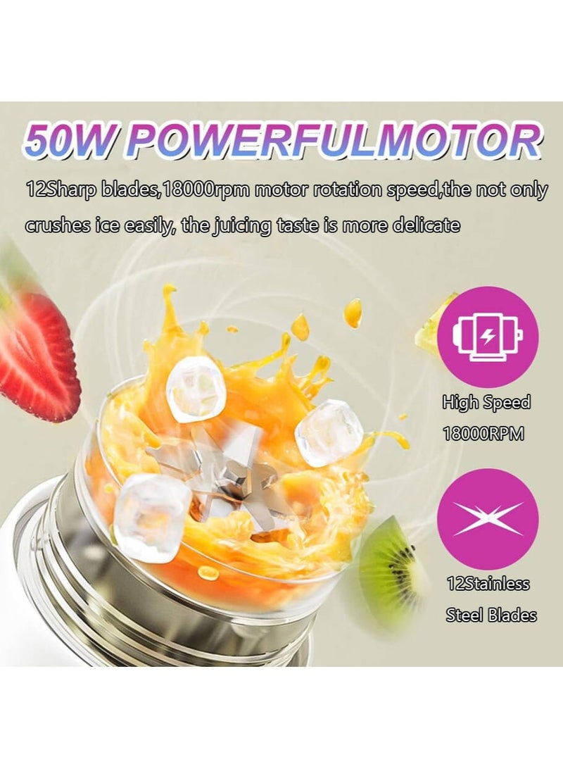 ليون هوم خلاط محمول، عصارة كهربائية، خلاط فواكه، شحن USB، خلاط سموثي صغير، عصارة شخصية، 12 شفرة، 3 أوضاع سرعة مع بطارية قابلة لإعادة الشحن 1500 مللي أمبير/ساعة، خلاط سموثي - Image 5