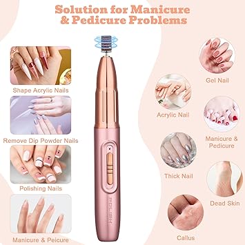 OKYUK Electric Nail Drill Cordless 13 in 1 Nail Kit 5 Speeds Portable Nail File Electric Nail Files for Acrylic and Cuticles Hard Skin Gel Nails Nail Art DIY Nail Drill Cuticle Remover Tool Set - Image 2