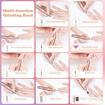 OKYUK Electric Nail Drill Cordless 13 in 1 Nail Kit 5 Speeds Portable Nail File Electric Nail Files for Acrylic and Cuticles Hard Skin Gel Nails Nail Art DIY Nail Drill Cuticle Remover Tool Set - Image 3