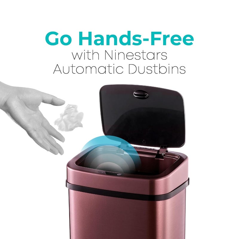 Ninestars DZT-12-5 Touchless Stylish Motion Sensor Dustbin with Lid|Automatic Stainless Steel Trash Can for Outdoor, Home, Office, Hotel, Bathroom, Kitchen| Fits 2AA Batteries | 12 Litres - Image 2