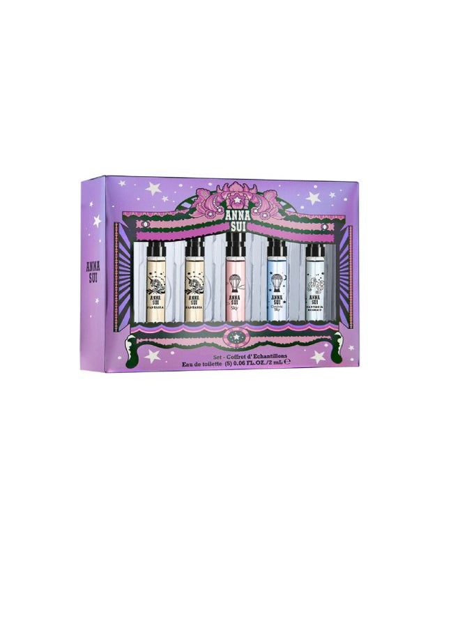 ANNA SUI Edt 5 X 2Ml (Cosmic Sky + Sky + Fantasia Mermaid + Fantasia + Fantasia) Vials Set 