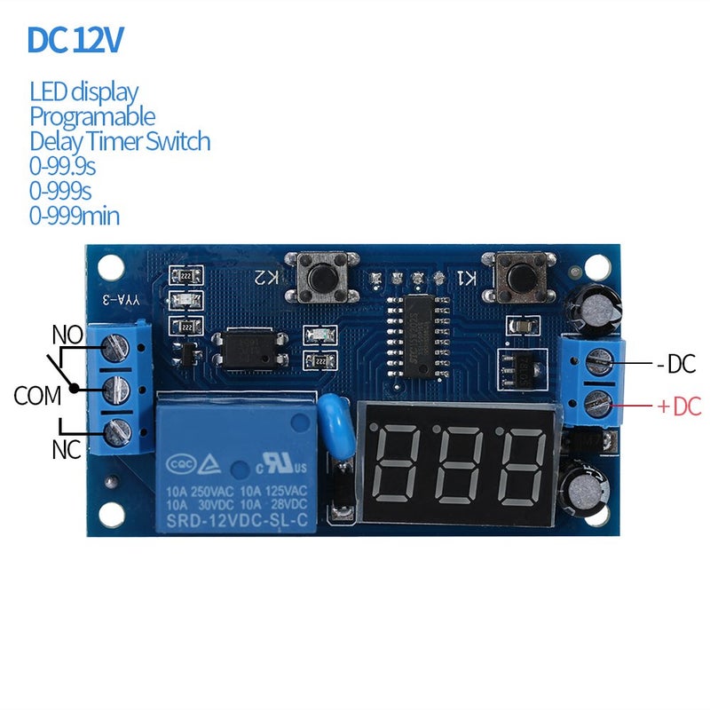 12V DC Delay Timer Relay Module Adjustable Cycle Time Switch Control - Image 4
